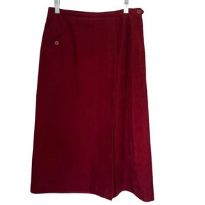 Burgundy Union-Made Vintage A-Line Midi Skirt